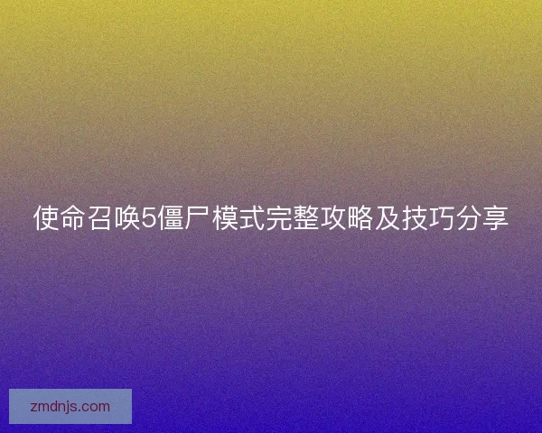 使命召唤5僵尸模式完整攻略及技巧分享